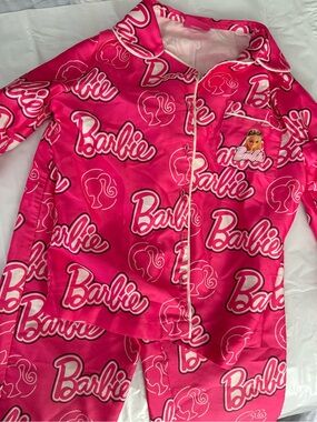 Barbie Hot Pink Satin Logo Pajama Set